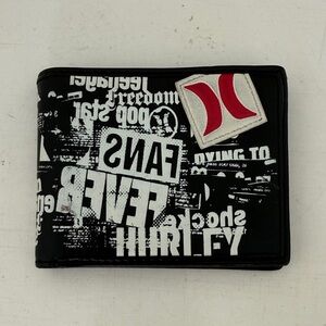 Hurley Bi-Fold Black and White Graphic Faux Leather Wallet